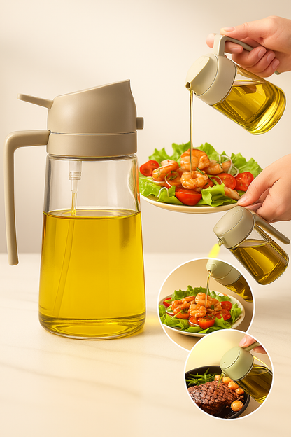 Smart 2-in-1 Glass Oil Dispenser (580 ml) – Leakproof & Stylish