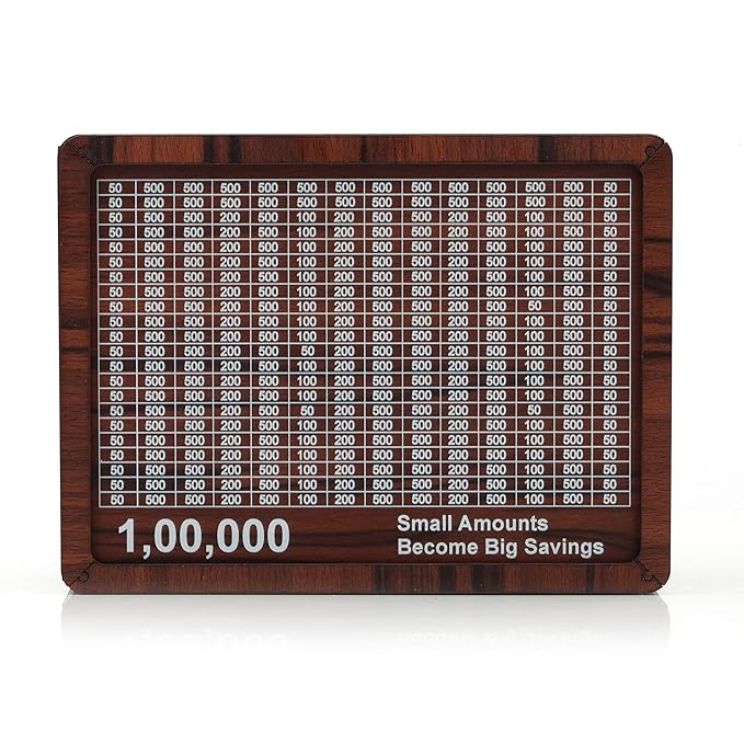 1 Lakh Saving Challenge Wooden Piggy Bank