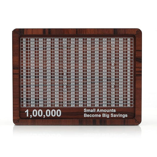 1 Lakh Saving Challenge Wooden Piggy Bank